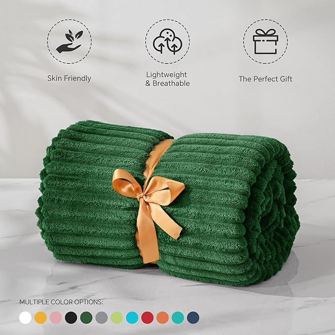 BEDELITE Fleece Throw Blanket for Couch – 3D Ribbed Jacquard Soft and Warm - Image 3