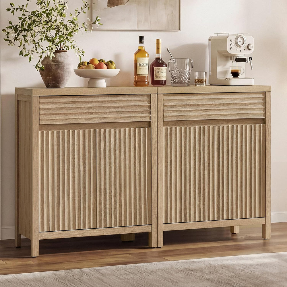 SICOTAS 29" Fluted Buffet Cabinet with Drawer, Modern Storage Cabinet | ...