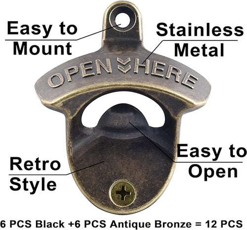 12 PCS Wall Mount Beer Opener Bulk, Stainless Mountable Bottle Cap Opener - Image 2