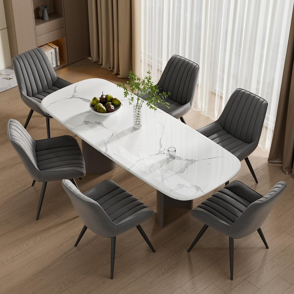 Mid Century Modern Dining Chairs Set of 6, Soft Cushion Upholstered Fabric Ki...