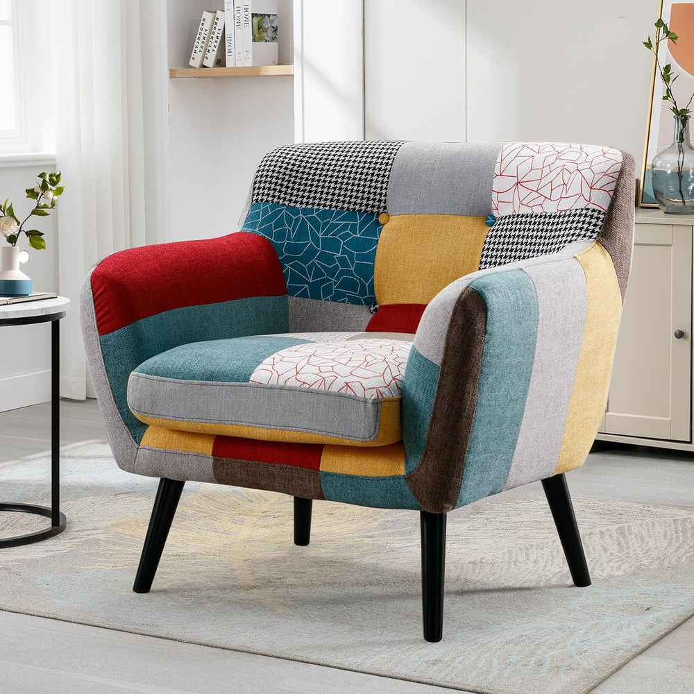 Bonzy Home Modern Oversized Accent Chair for Living Room, Colorful Boho Linen...