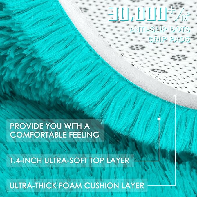 OLANLY Teal Blue Round Rugs for Bedroom - Image 6