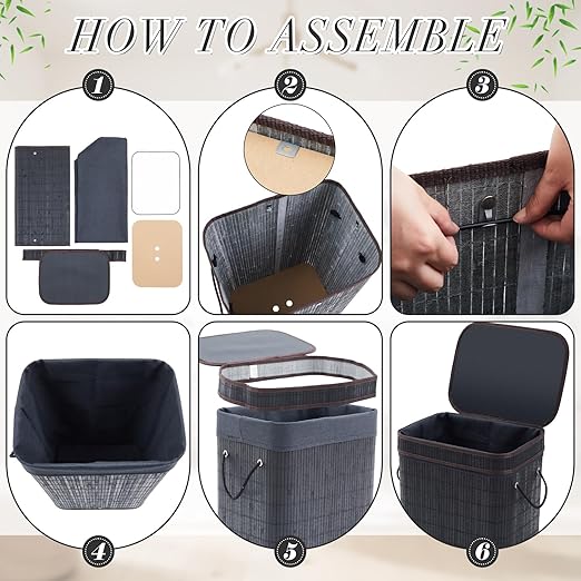 2 Pack 21 Gallon Bamboo Slim Trash Can - Image 3