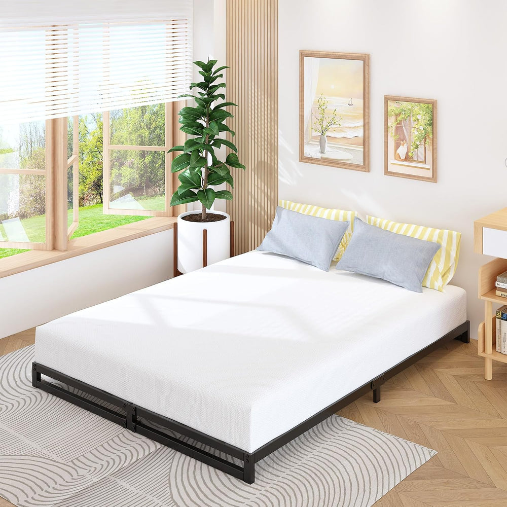Lutown-Teen 6 Inch King Size Bed Frame with Heavy Duty Steel Slat Support