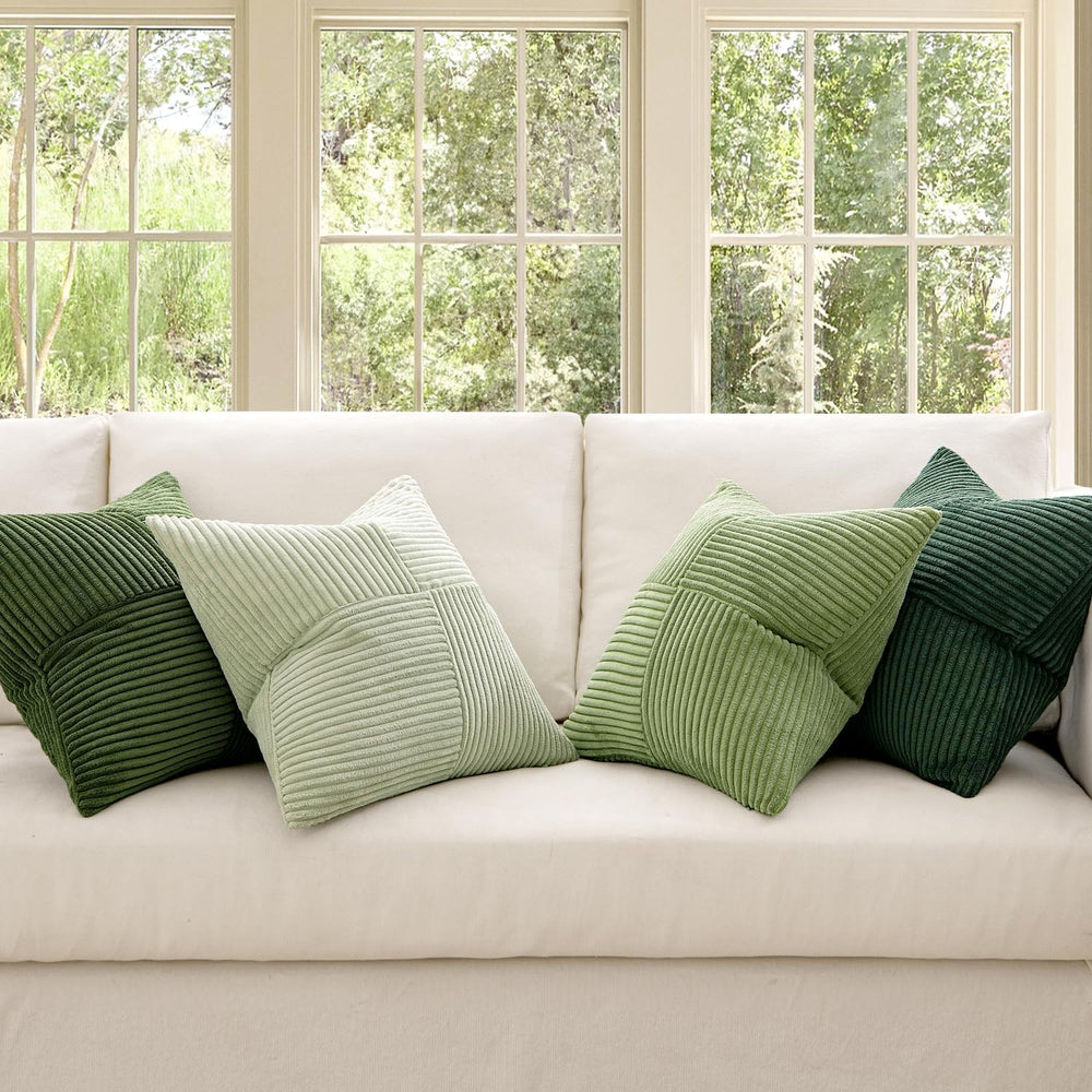 MIULEE Corduroy Sofa Cushion Covers Green Series 45 x 45 cm Set 4 Pieces Mode...