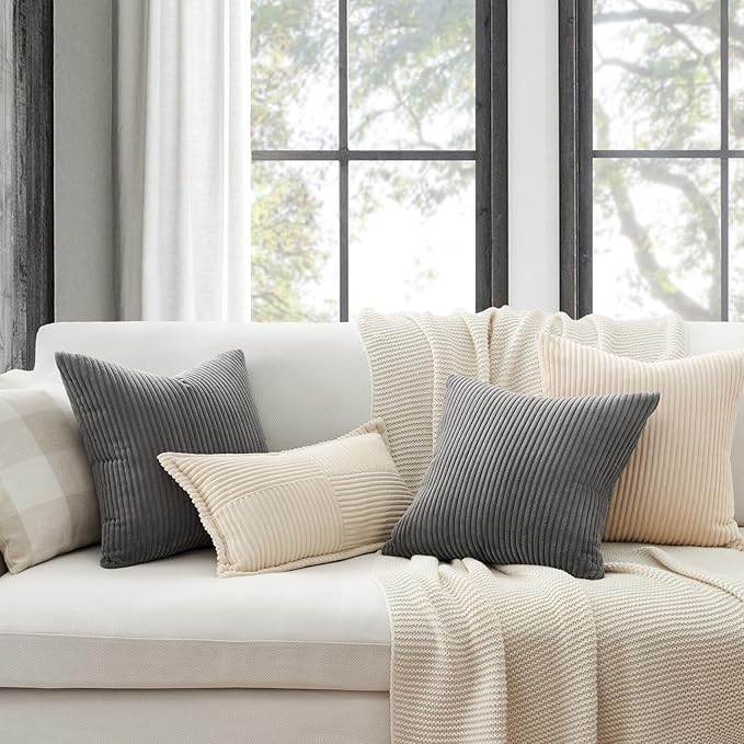 Topfinel Dark Grey Throw Pillow Covers Set of 4, Soft Velvet Modern - Image 2