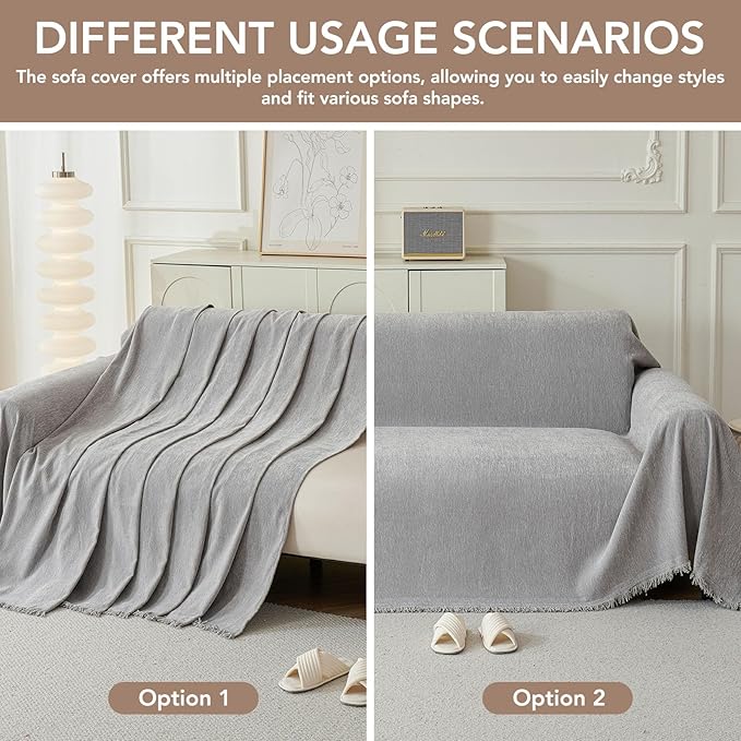 Couch Cover for Dogs, Boho Sofa Covers for 3 Cushion Couch, Chenille Sofa - Image 6