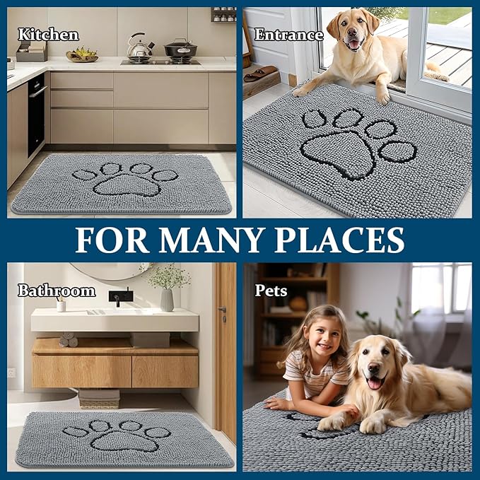 OLANLY Dog Door Mat for Muddy Paws 48x30, Paw Print Design, Absorbs Moisture - Image 8