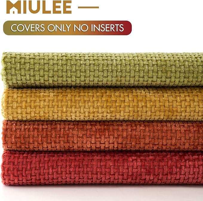 MIULEE Pack of 4 Burnt Orange Couch Throw Pillow Covers 16x16 Inch Yellow Green - Image 6