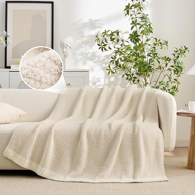 Snuggle Sac Buttery Ivory Bedding Blankets Twin Size 60x80, Super Soft Blankets - Image 4