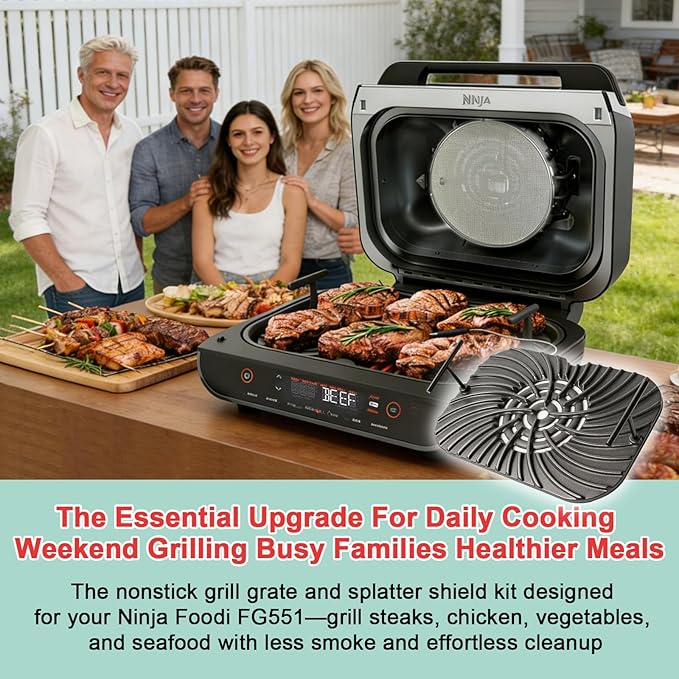 Grill Grate for Ninja Foodi FG551 Grill Accessories, Cast Iron Griddle Plate