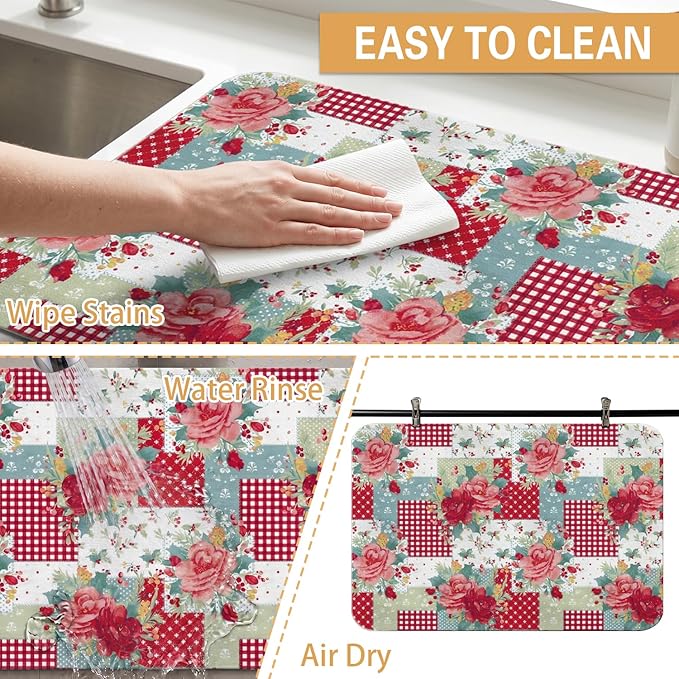 Kitchen Countertop Dish Drying Mat, Super Absorbent Coffee Bar Mat - Image 4