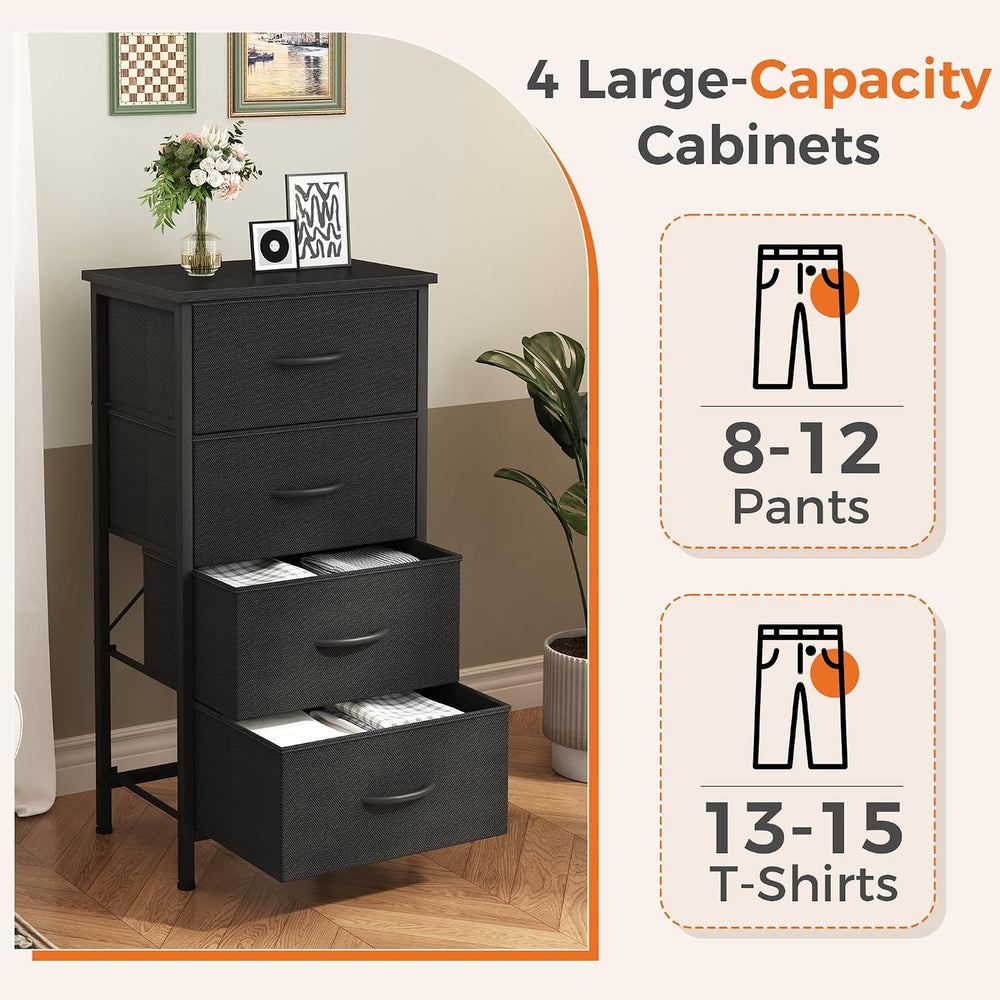 Sweetcrispy 4 Drawer Dresser, Tall Storage Cabinet for Bedroom and Closet