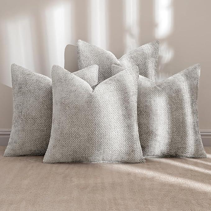 MIULEE Pack of 4 Couch Throw Pillow Covers 20x20 Inch Light Gray Soft - Image 2