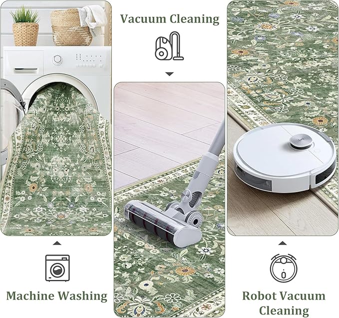 Yamaziot Washable Runner Rug 2x4 – Non Slip Boho Floral Hallway Runner Rug - Image 4