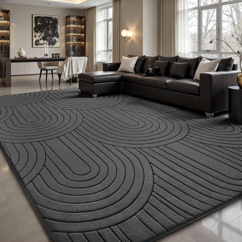 Sour Lemon Area Rugs 9x12 Living Room Bedroom, Large Carpet Grey Rug