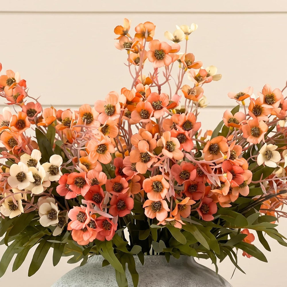 Orange Faux Wildflowers for Fall Decor, Artificial Mum Look For Porch