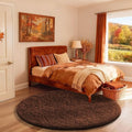 Ophanie Round Rug 4Ft Brown Circle Area Rug, Fluffy Fuzzy Small Bedroom Carpet by Ophanie