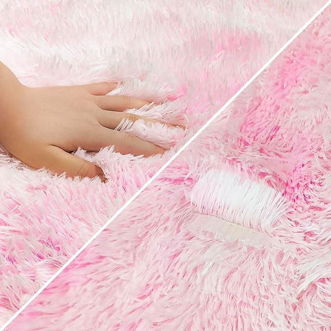 Tie-Dye Pink Soft Shaggy Fluffy Rug - Image 6