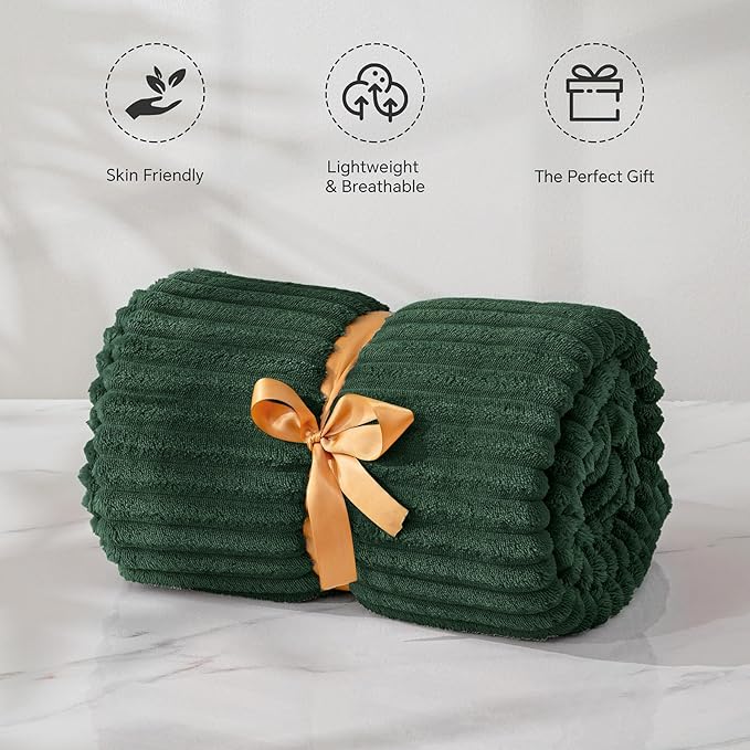 BEDELITE Fleece Blanket Twin Size – 3D Ribbed Jacquard Soft and Warm Decorative - Image 5