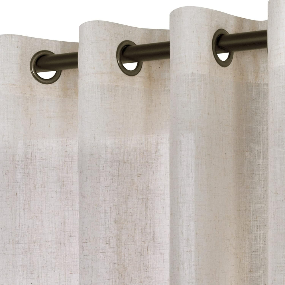 KOUFALL Beige Rustic Linen Curtains for Bedroom Living Room, Sliding Glass Do...