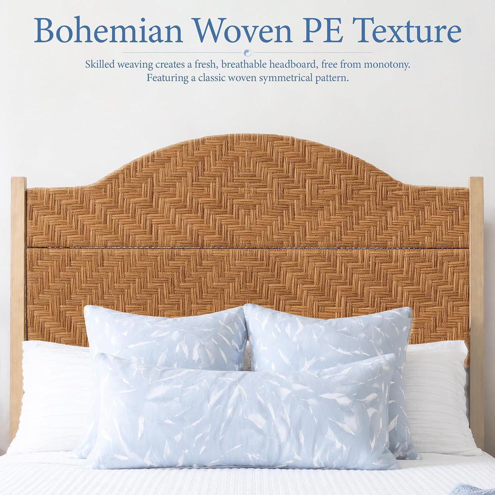 Yechen Queen Size Bed Frame with 56.7" Tall Headboard, Handwoven PE Rattan