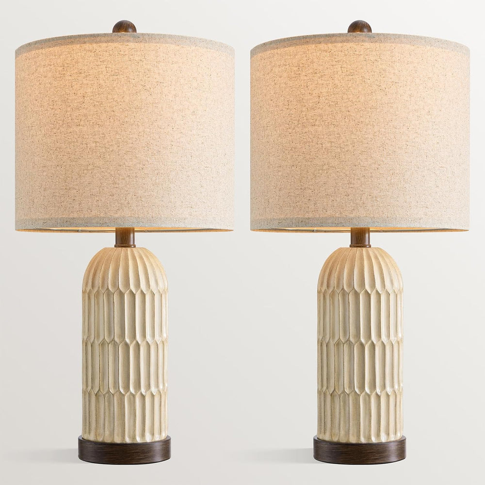 OYEARS 22" Farmhouse Table Lamps Set of 2, Bedside Lamps for Night Stands