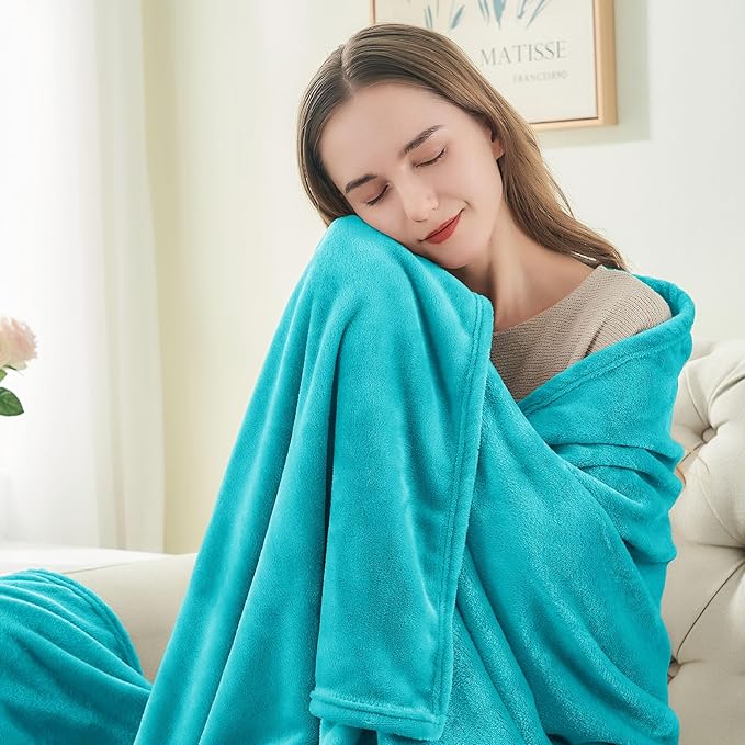 BEDELITE Fleece Blankets Twin Size Teal Throw Blankets - Image 2