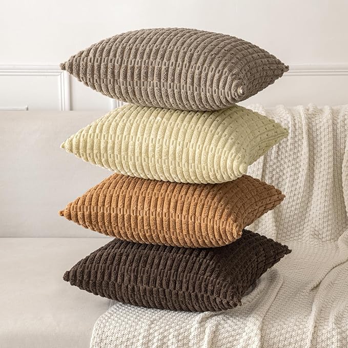 MIULEE Pack of 2 Corduroy Decorative Throw Pillow Covers 18x18 Inch Soft Boho - Image 4