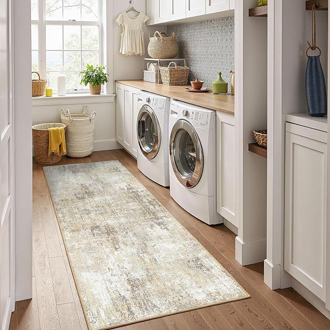 Washable Area Rugs 2'x10' Non-Slip Modern Abstract Soft - Image 3