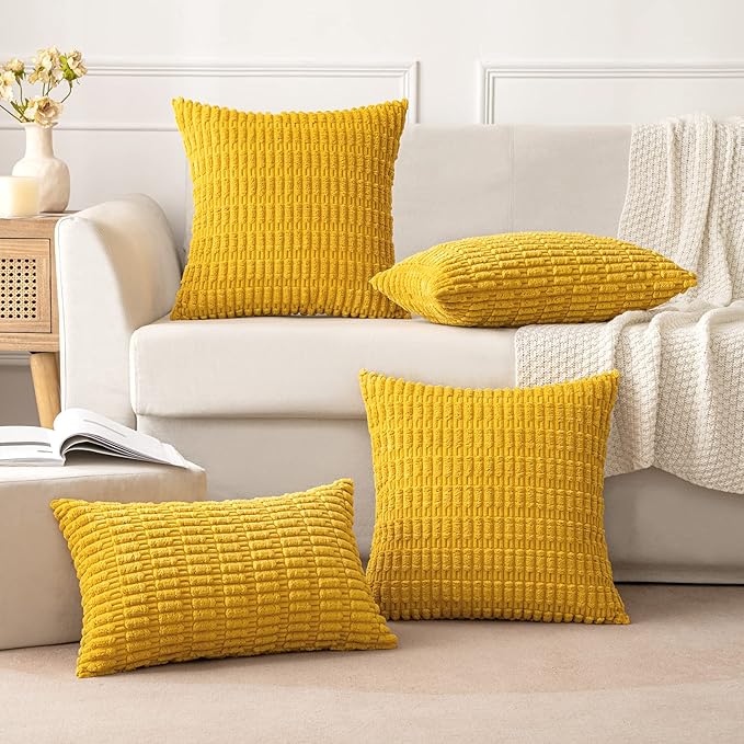 MIULEE Pack of 2 Corduroy Decorative Throw Pillow Covers 16x16 Inch Soft Boho - Image 5