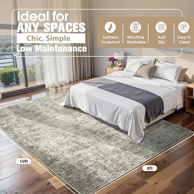 8x10 Area Rugs for Living Room Rug Washable: Abstract Large Rug for Dining Room - Image 2