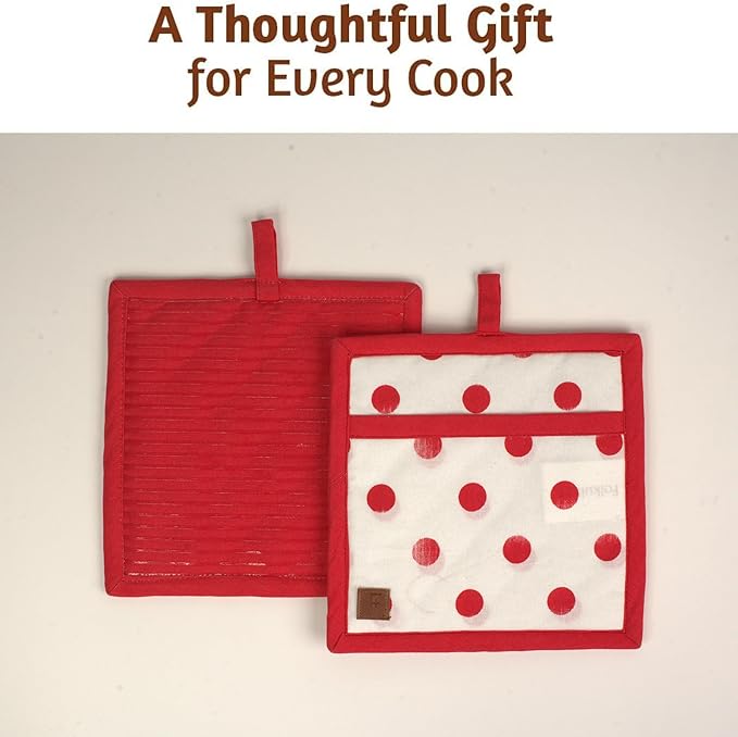 Folkulture Pot Holders for Kitchen | Pack of 2 Ribbed Soft Silicone Hot Pads | - Image 5