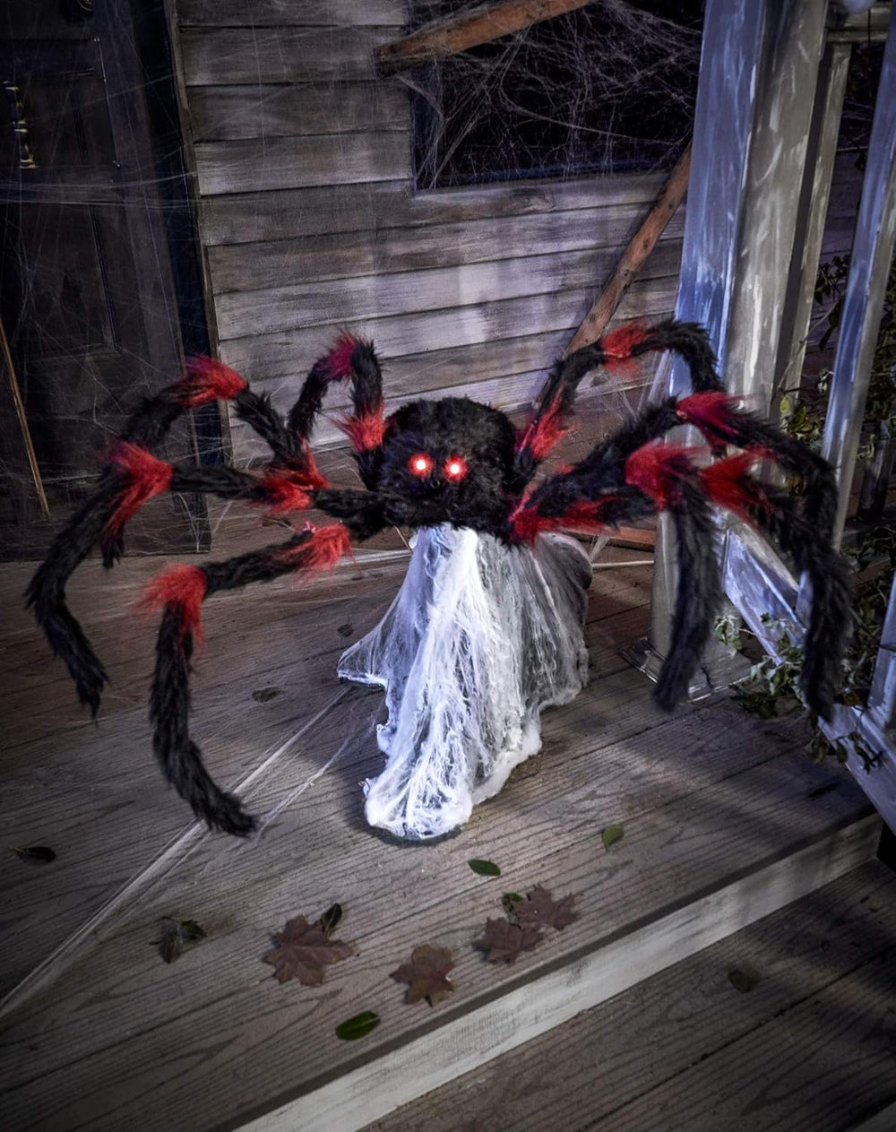 Spirit Halloween 21 Inch LED Red and Black Jumping Spider Animatronic, Multic...