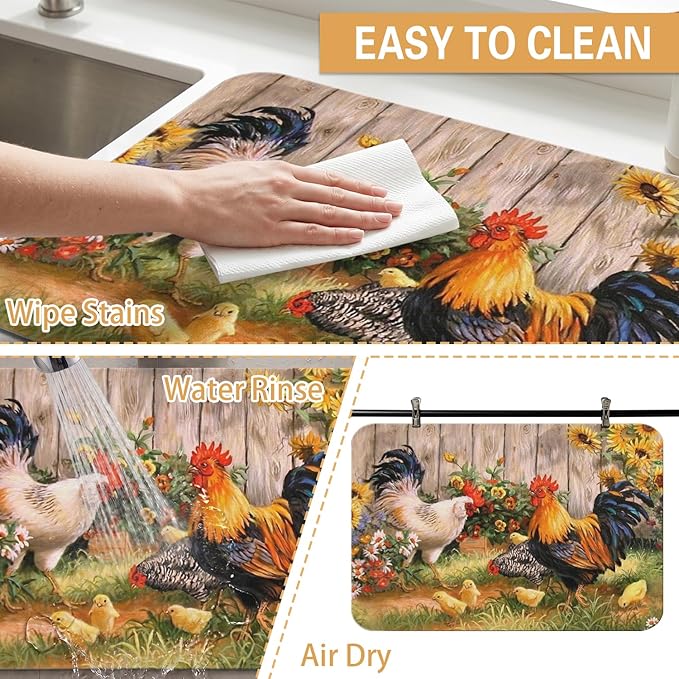 Kitchen Countertop Dish Drying Mat, Super Absorbent Coffee Bar Mat - Image 4