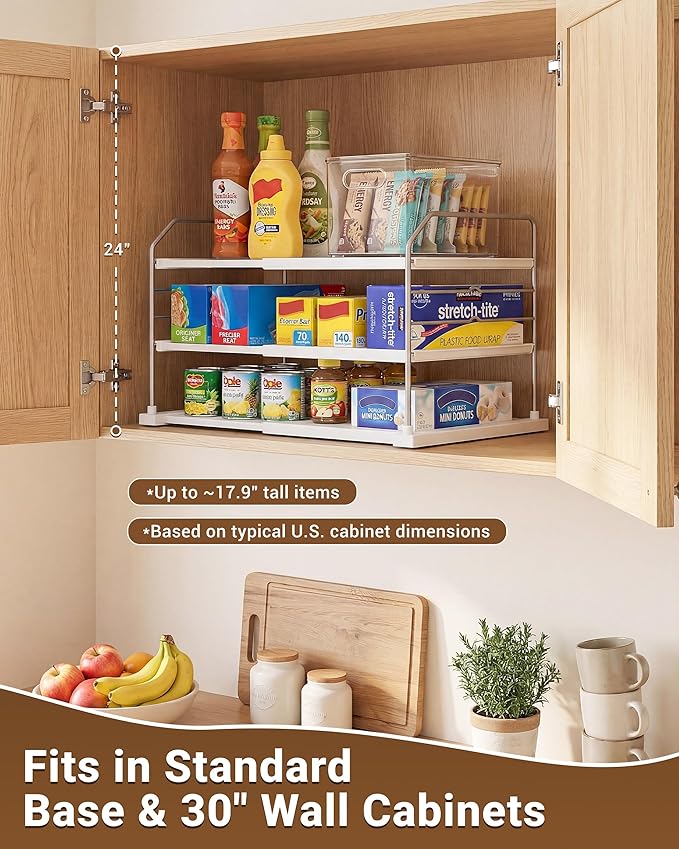 EVERIE Extendable 3-Tier Kitchen Cabinet & Pantry Organizer