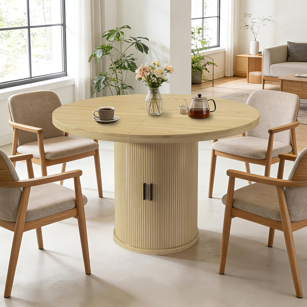 35.5'' Round Dining Table for 2-4, Small Dining Table with Storage Sh...