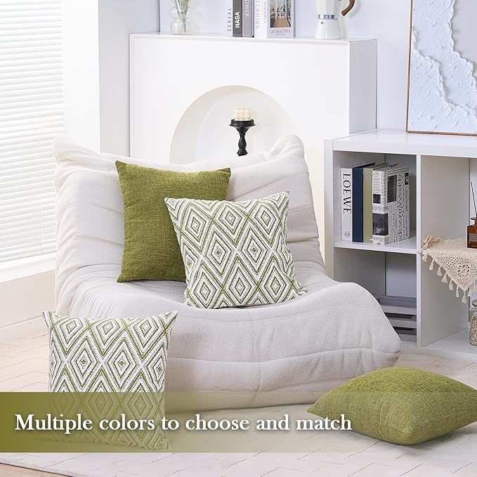 HPUK Decorative Throw Pillow Covers Set of 4 Geometric Design Linen Cushion - Image 6