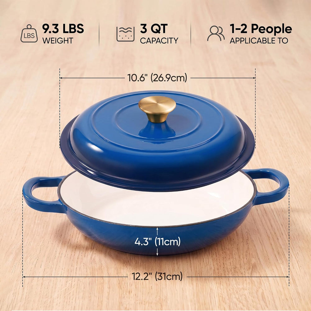 Dutch Oven Enameled Cast Iron with Lid - Big Dual Handles - Oven Safe up to 5...