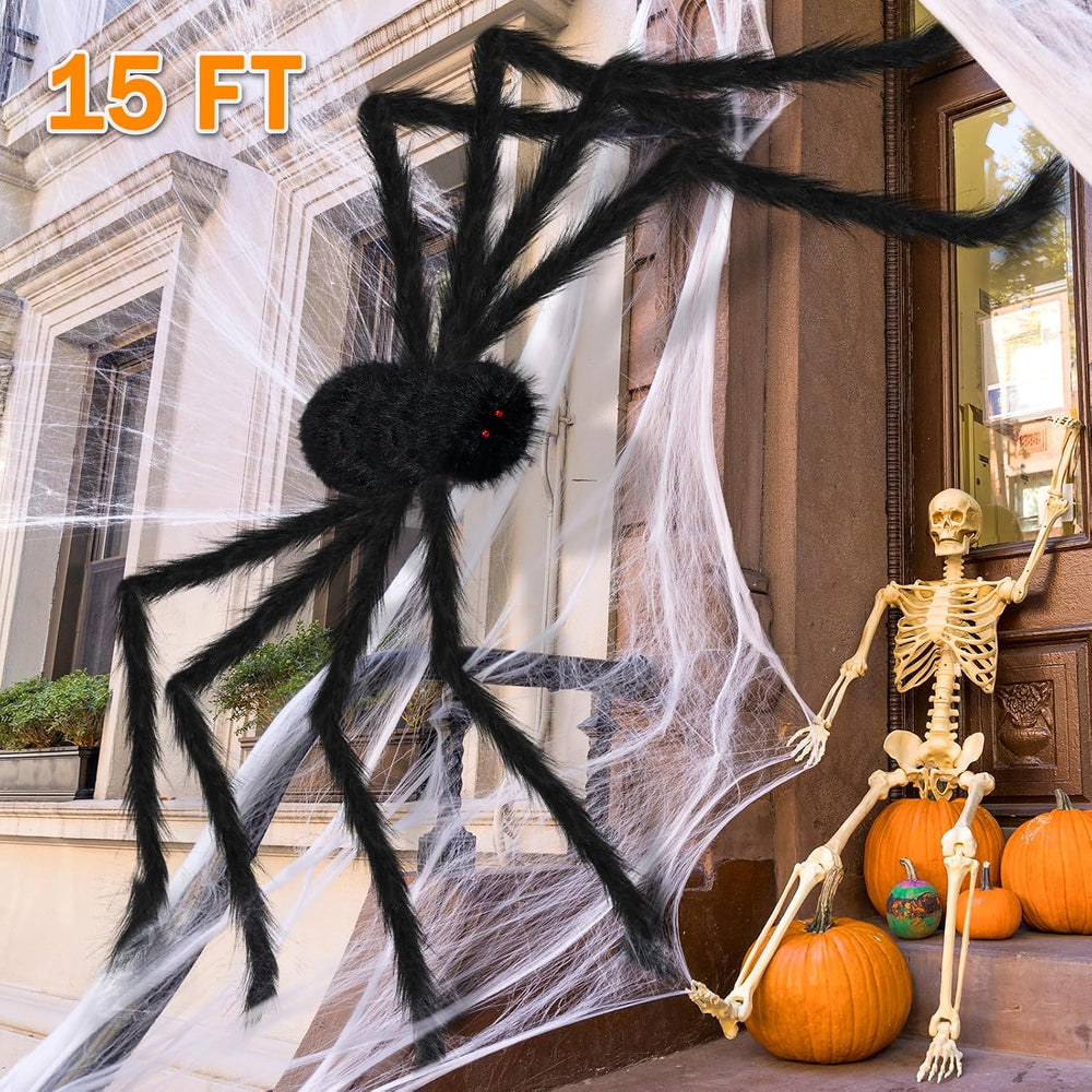 15FT Halloween Giant Spider Outdoor Decorations - Scary Large Spider Props