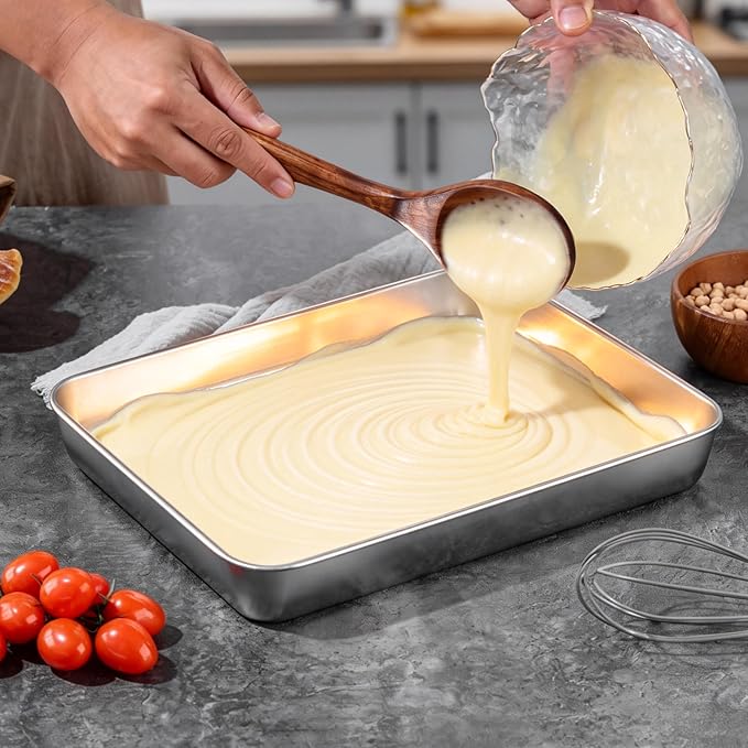 LIANYU Baking Pan Set of 2, 12⅓ x 9¾ x 2 Inch Cake Lasagna Brownies Casseroles - Image 4