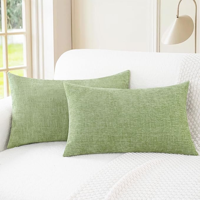 CaliTime Throw Pillow Covers Decorative 12 X 20 Inches Pack of 2 Cozy Chenille by CaliTime