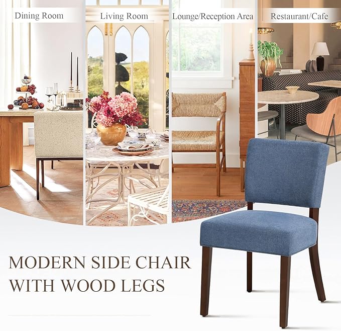 COLAMY Mid Century Modern Dining Chairs Set of 4, Upholstered Kitchen Chairs ...
