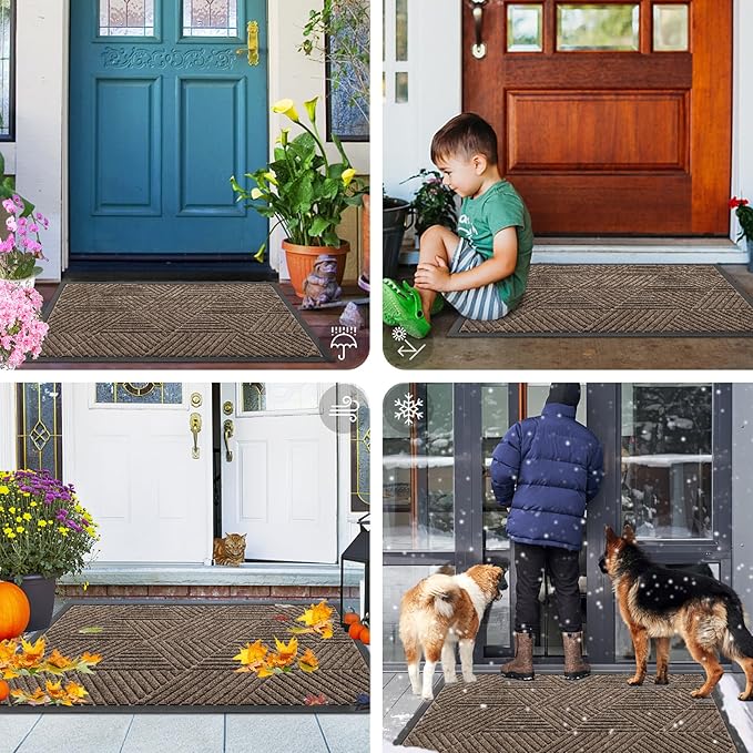 Smiry Front Door Mat Outside Entrance, Heavy Duty Sturdy Natural Rubber Doormat - Image 7