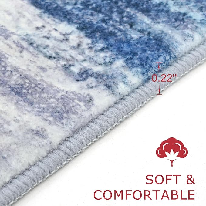 KOZYFLY Modern Abstract Washable Rug Runner 2.6x12 Hallway Rug Runner Non-Slip - Image 2