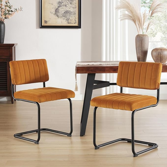 ONEVOG Velvet Dining Chairs Set of 2, Upholstered Kitchen Dining Room Chair, ...