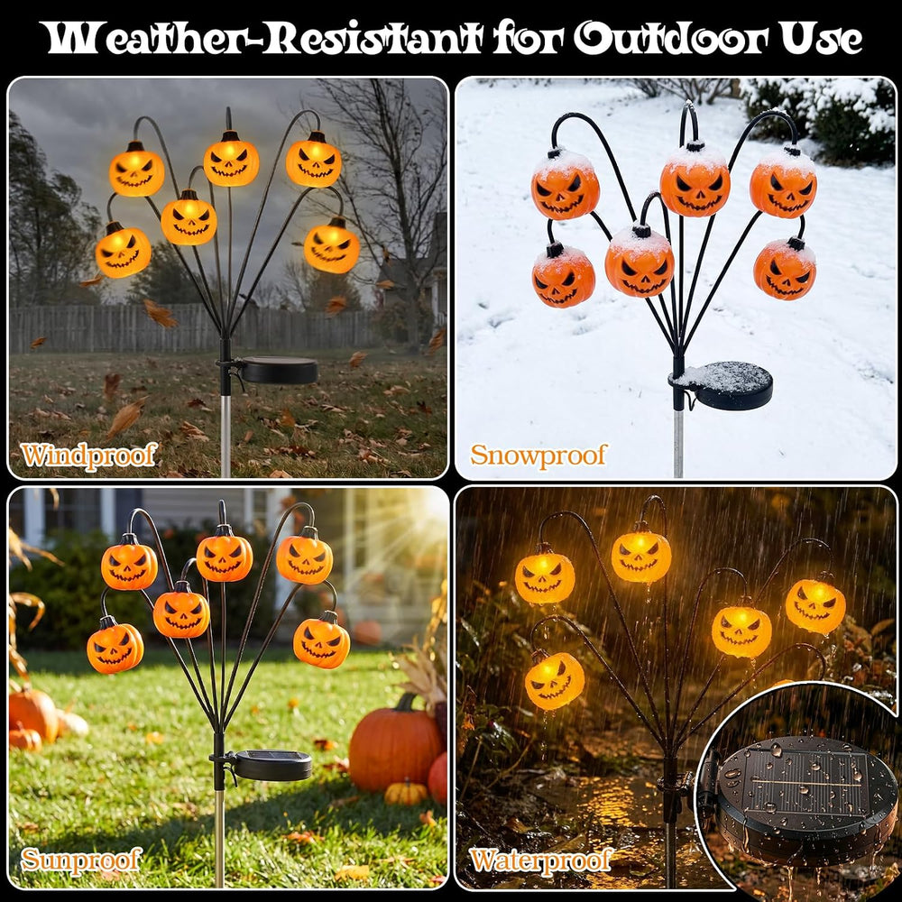 Lewondr 4 Pack Halloween Decorations Outdoor Pumpkin Lights