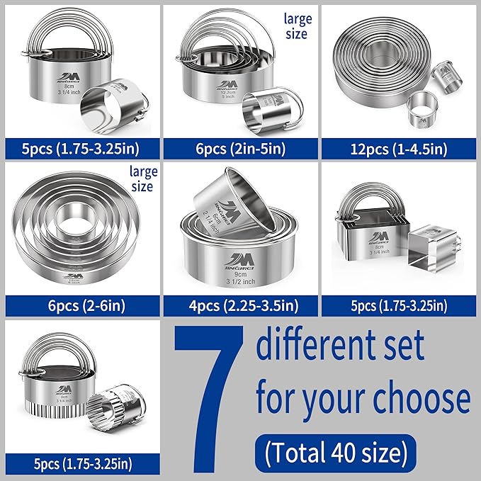 5 Pieces Circle Biscuit Cutter, Professional Stainless Steel Round Cookies Mold - Image 2