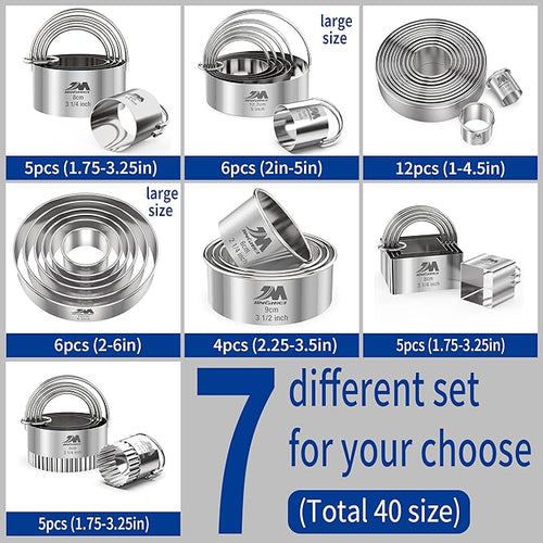 5 Pieces Circle Biscuit Cutter, Professional Stainless Steel Round Cookies Mold - Image 2