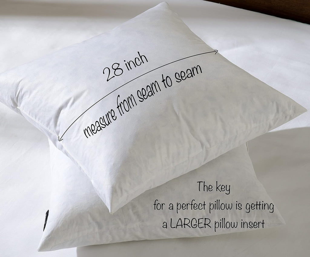 basic home 28x28 Euro Throw Pillow Insert-Down Feather Pillow Insert-Cotton Fabric-White-1 Piece